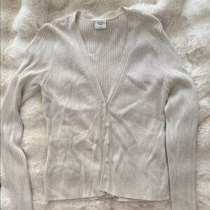 Abercrombie & Fitch Ribbed Cream Cardigan Sweater